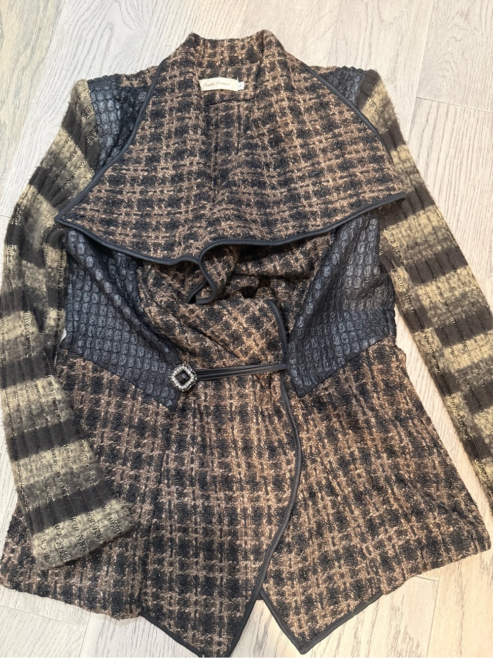 Simply Couture Black and Cream Textured Women's Jacket
